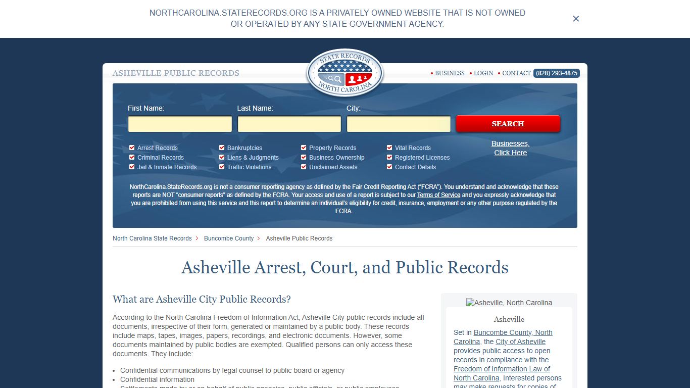 Asheville Arrest and Public Records - StateRecords.org